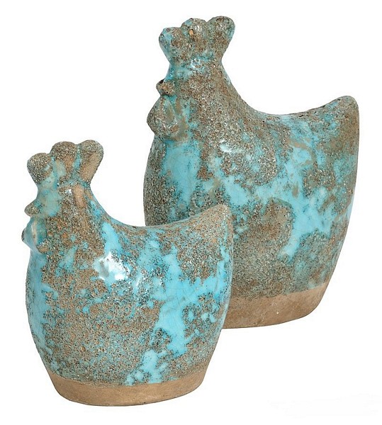 DEKORACYJNA KURA Azzurro Old B (większa) w Stylu Vintage Belldeco